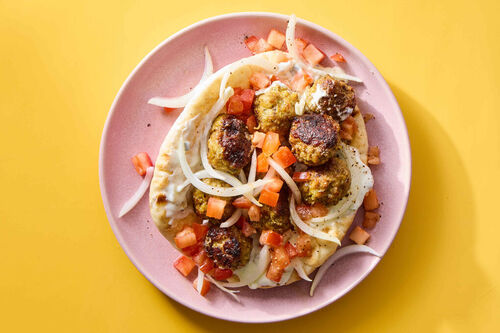 Greek-Inspired Pork Meatball Pita Sandwich