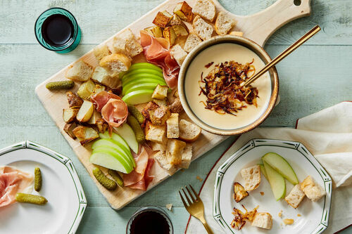 French Onion Fondue Charcuterie Board