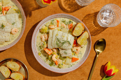 Belgischer Garnelen-Fisch-Eintopf