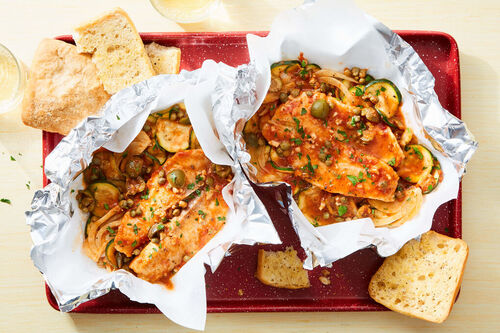 Tilapia Puttanesca Foil Packet