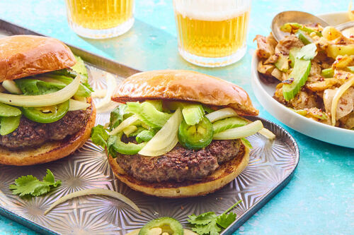 Cumin Lamb Burger with Tiger Salad