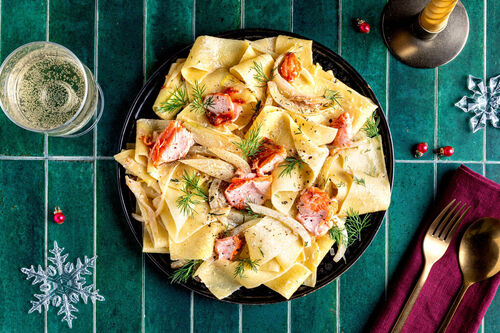 Pappardelle met zalmfilet