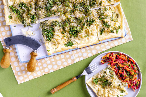 Flammkuchen met zuurkool en spinazie