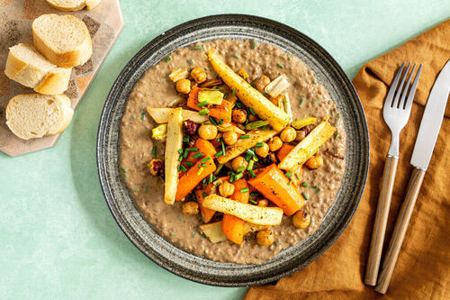 Wurzelgemüse mit Haselnüssen und Lauch