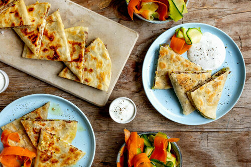 Quesadillas mit Schweinehack & Lauch