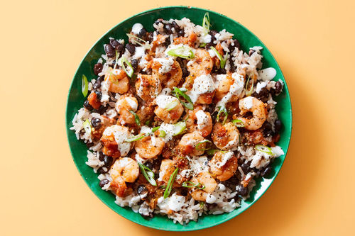 Shrimp Burrito Bowl with Large Shrimp!