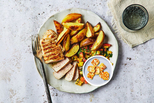 Grilled Haloumi and Corn Salsa