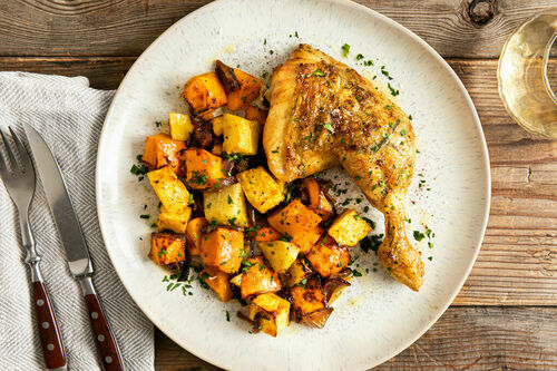 Kippenbout met gebakken knolgroente