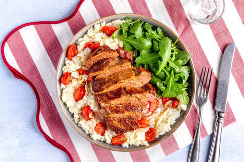 Risotto met vega steak