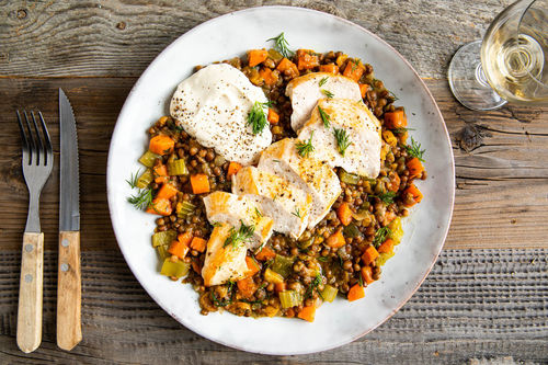 Kipfilet met yoghurt-tahindip