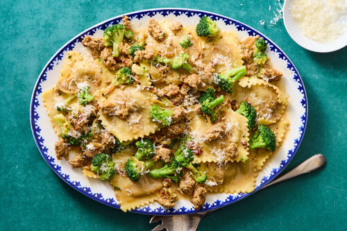 Sausage & Broccoli Mushroom Ravioli