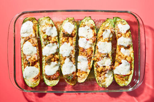 Veggie Supreme Zucchini Pizza Boats