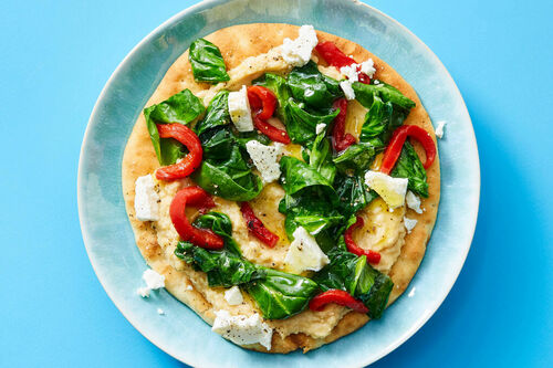 Hummus Flatbread with Readymade Chicken