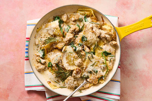 Creamy Chicken Sausage & Mushroom Ravioli