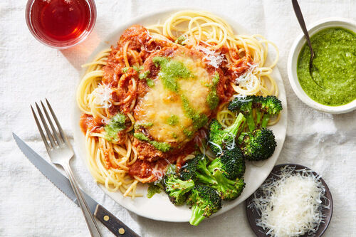 Classic Chicken Parm, Spaghetti & Broccoli