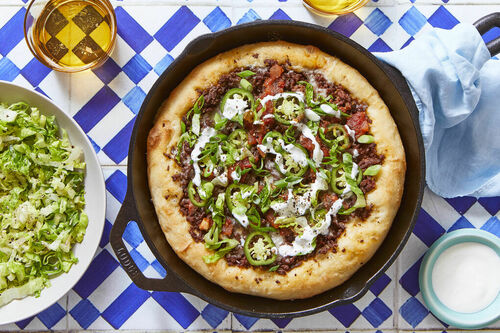 Loaded Beef Nacho Pizza