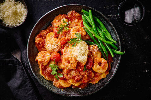 Decadent Osso Buco Ravioli and Prawns
