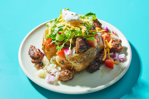 Cheesy Turkey Burger Stuffed Baked Potatoes