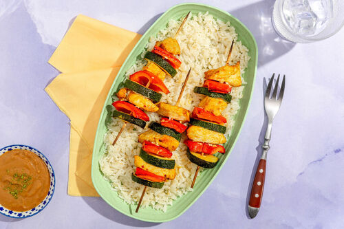 Biologische kipspiesjes met satésaus