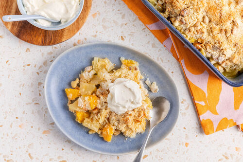 Tropische appel-sinaasappel crumble