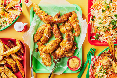 Fried Chicken, Slaw and Wedges