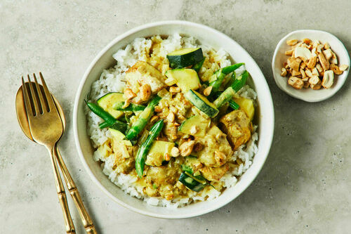 Spicy Coconut Chicken Curry and Green Beans