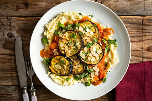 Geroosterde aubergines met amandel