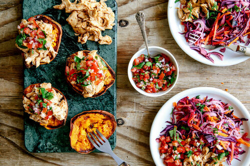 Zoete aardappel met kip