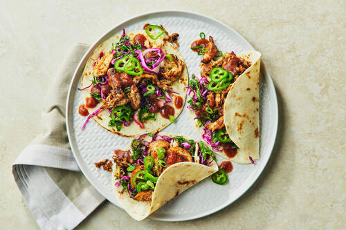 Smoky Barbecue Chicken and Slaw Tacos