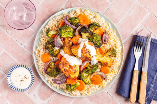 Korma-Drumsticks mit Ofengemüse