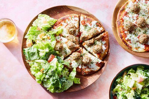 Chicken Sausage Meatball Pitza