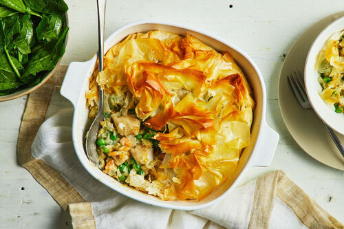 Golden Fish and Veggie Filo Pie