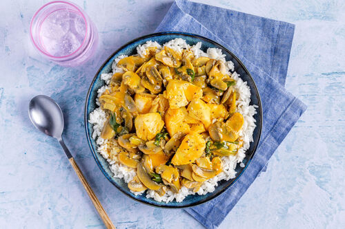 Champignon-viscurry met Thaise basilicum