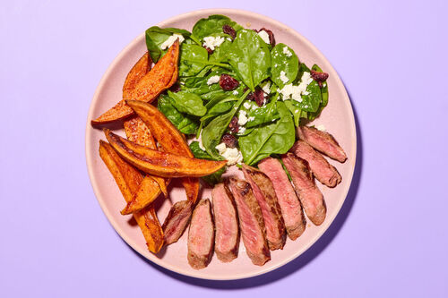 Seared Steak with Roasted Sweet Potato Wedges