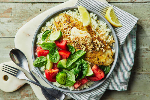 Almond Basa and Zesty Pilaf