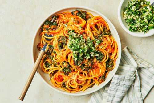 Spicy Vegan Charred Capsicum Spaghetti