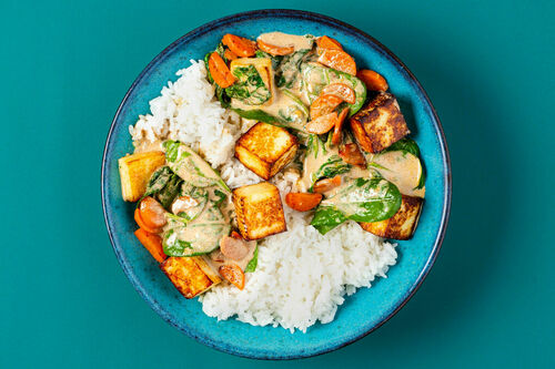 Romige korma met paneer en jasmijnrijst