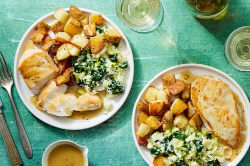 Pan-Roasted Chicken with Creamed Leeks