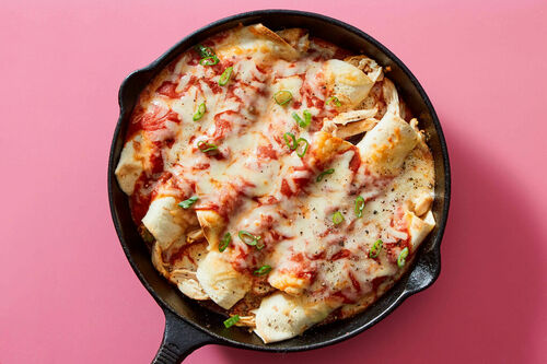 Cheesy Skillet Pulled Pork Enchiladas