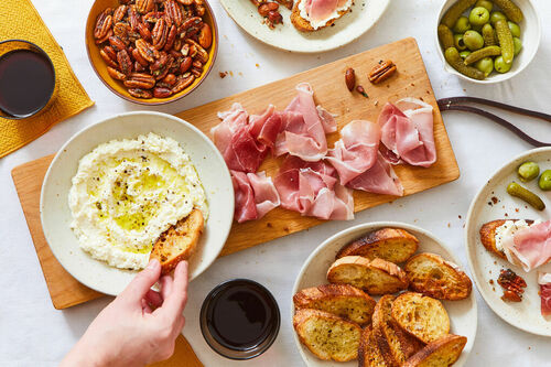 Prosciutto Board with Ricotta Crostini