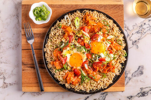 Spiegelei met kimchi