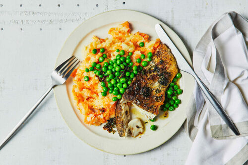 Crispy Barramundi and Veggie Mash