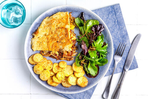 Käse-Zwiebel-Omelett mit Trüffelöl