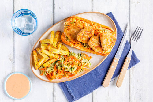 Fischnugget-Sandwich mit Kartoffelwedges