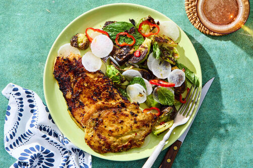 Thai-Inspired Pork Cutlets & Brussels Sprouts