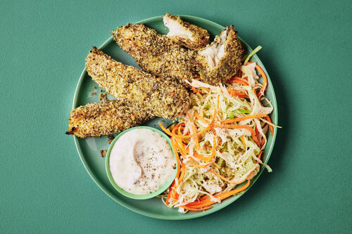 Baked Fish Fingers and Slaw