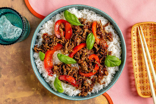 Thai-Hackfleischpfanne mit Teriyakisauce