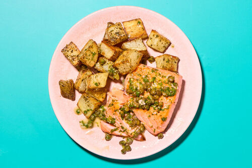 Salmon Piccata with Roasted Potatoes
