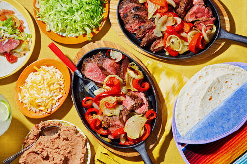 Steak Fajita Platter with Refried Beans