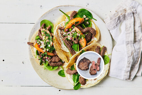 Fast Peppered Beef Rump Steak Wraps
